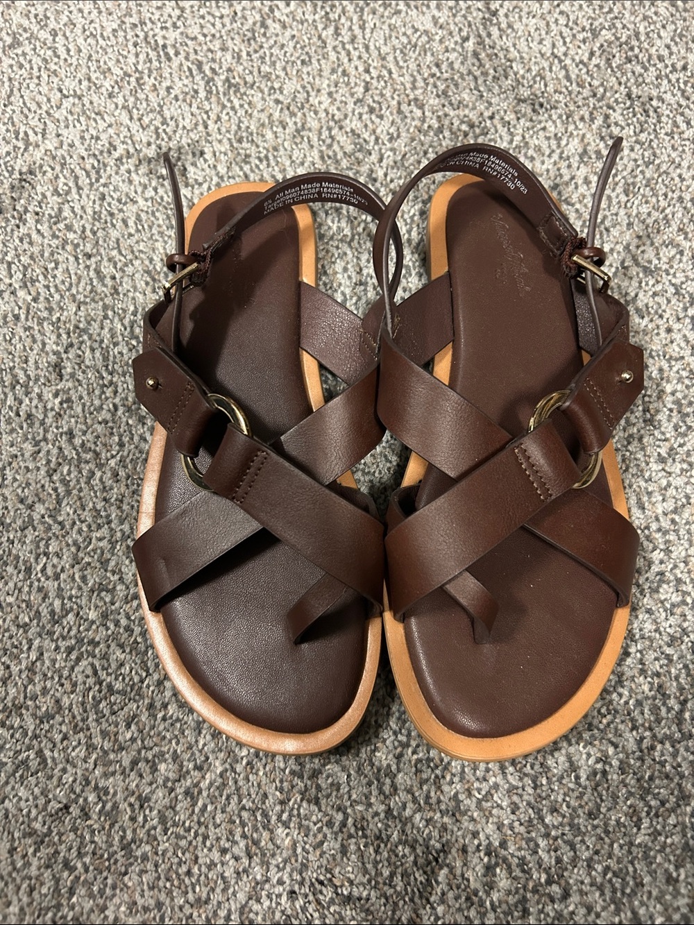 a new day Brown Strappy Flat Sandals